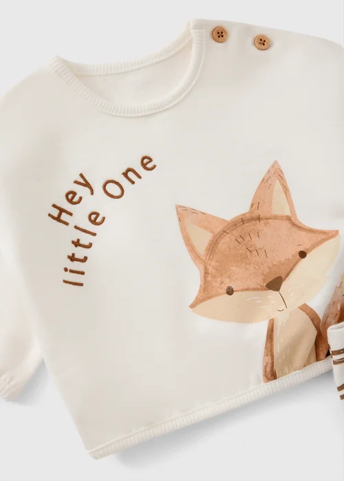 Baby White Fox Top & Leggings Set (Newborn-18 mnths) - First Size Image 2