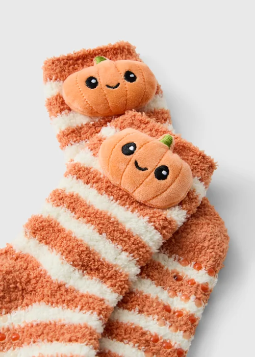 Kids Orange Stripe Pumpkin Socks (Younger 6-Older 6.5) - 9-12 Image 2