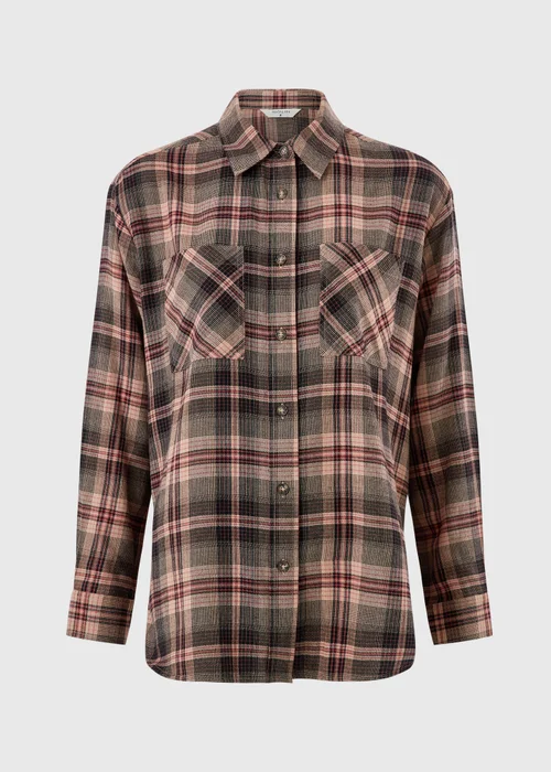 Brown Brushed Check Double Pocket Shirt - 8 Image 4