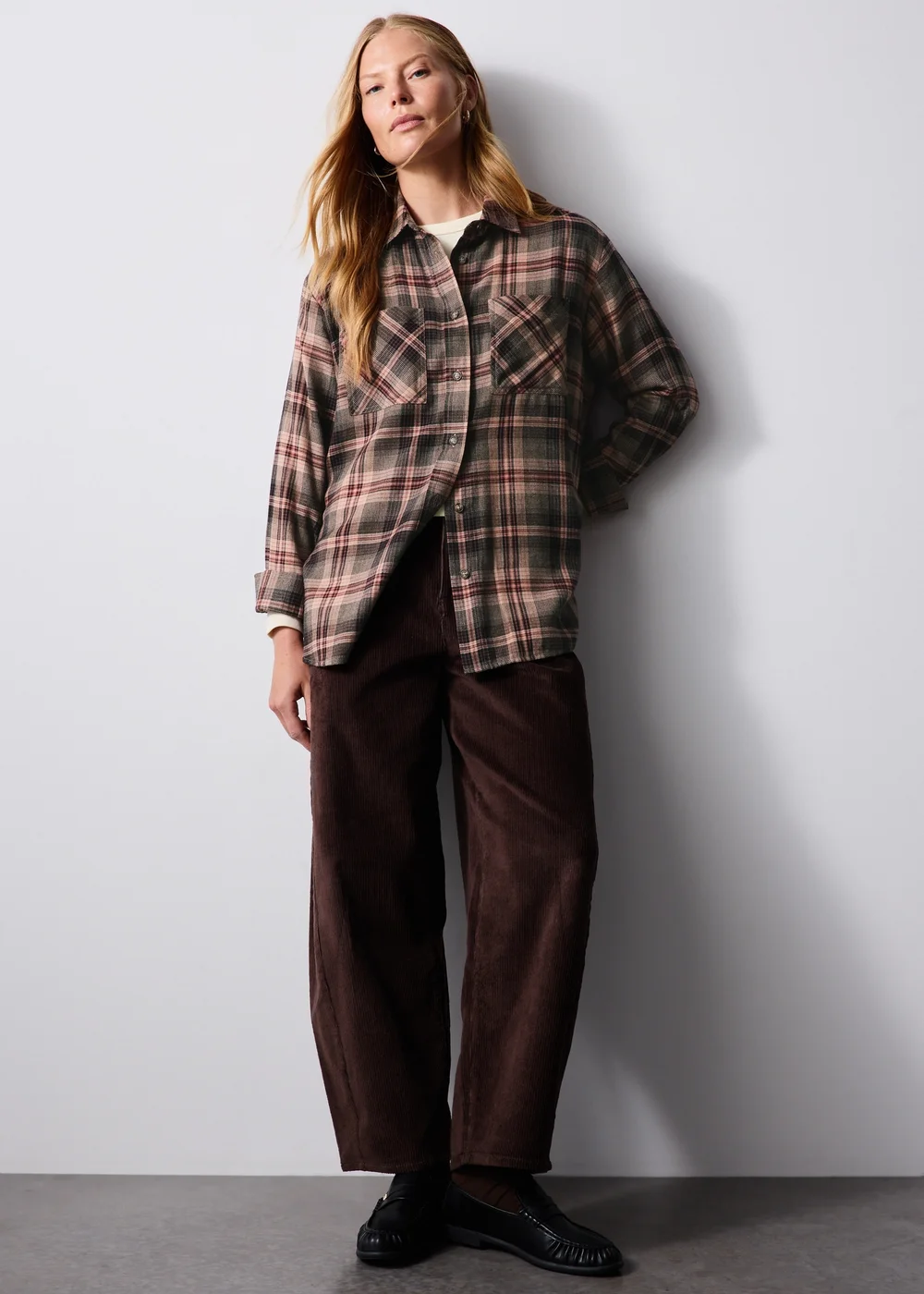 Brown Brushed Check Double Pocket Shirt - 8 Image 2