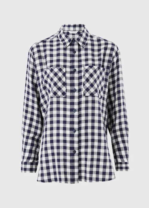 Navy Gingham Double Pocket Shirt - 8 Image 3