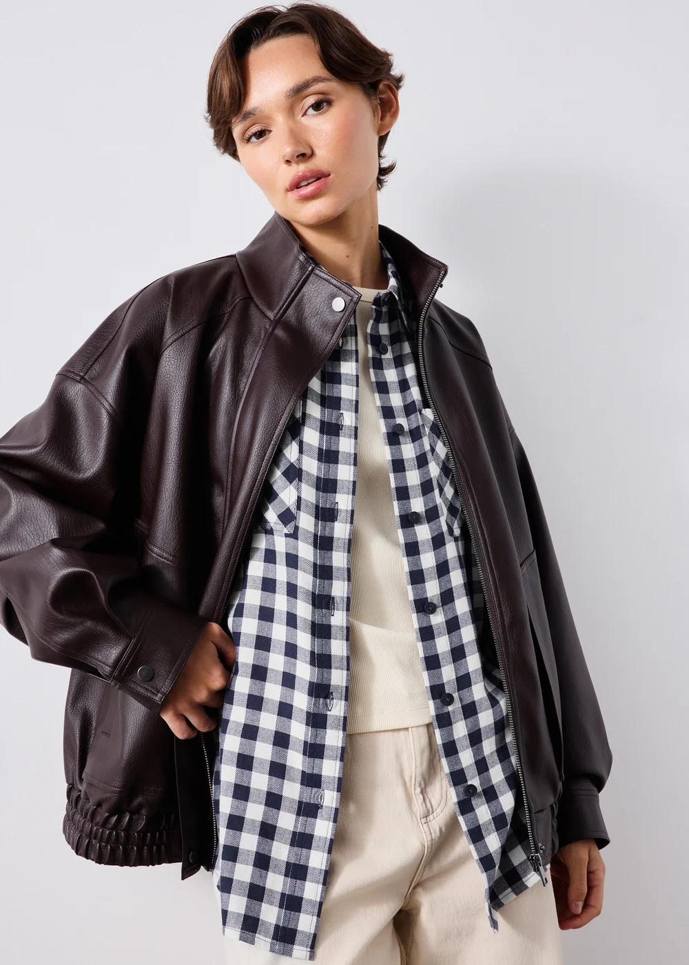Navy Gingham Double Pocket Shirt - 8 Image 1