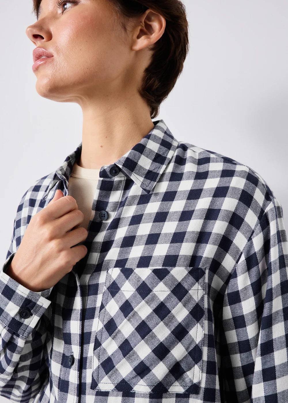 Navy Gingham Double Pocket Shirt - 8 Image 2