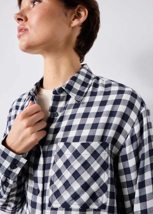 Navy Gingham Double Pocket Shirt - 8 Image 2