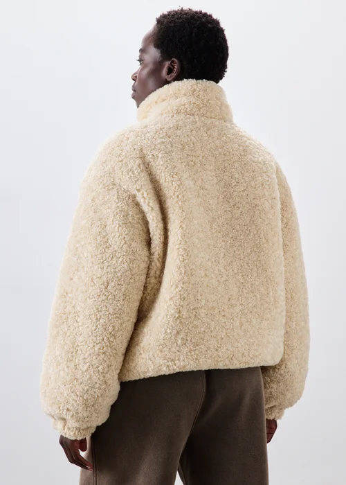Cream Borg Zip Through Jacket - S Image 2
