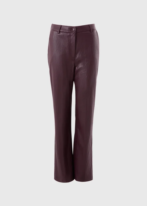 Burgundy Straight Cracked PU Straight Leg Trouser - 8/L29 Image 5