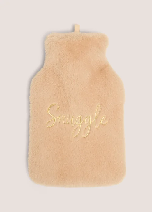 Cream Snuggle Faux Fur Hot Water Bottle Image 1