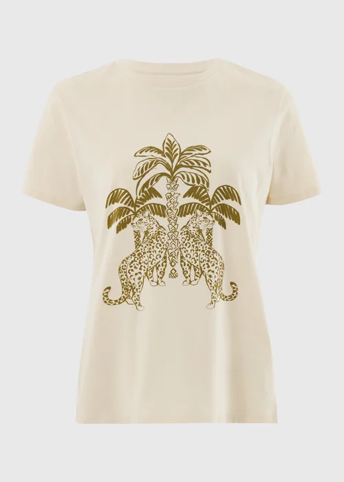 Ecru Leopard Palm Print T-Shirt - XS Image 4