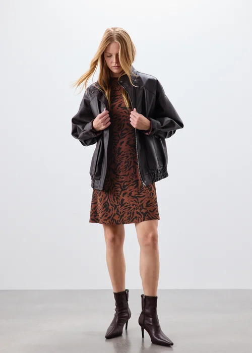 Brown Animal Print Mini Dress - 8 Image 3