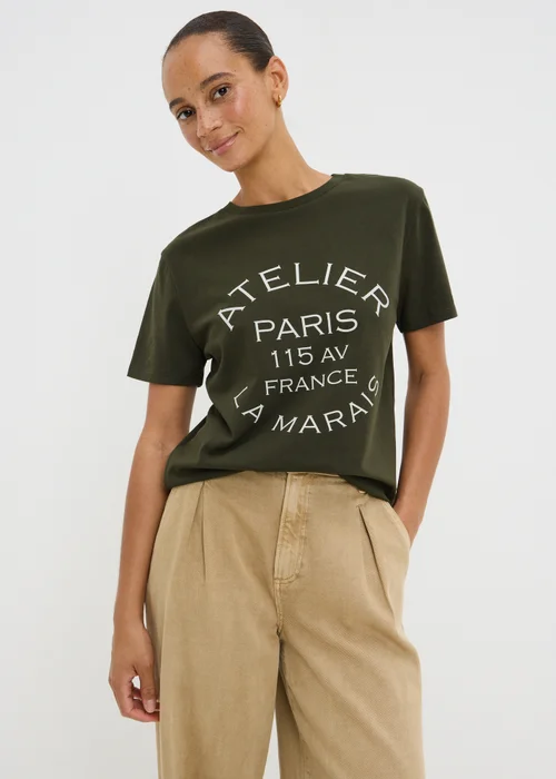 Forest Green Paris Graphic T-Shirt - XS Image 1
