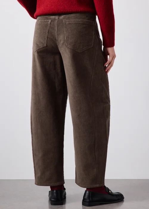 Chocolate Brown Cord Barrel Leg Trousers - 8/L29 Image 3
