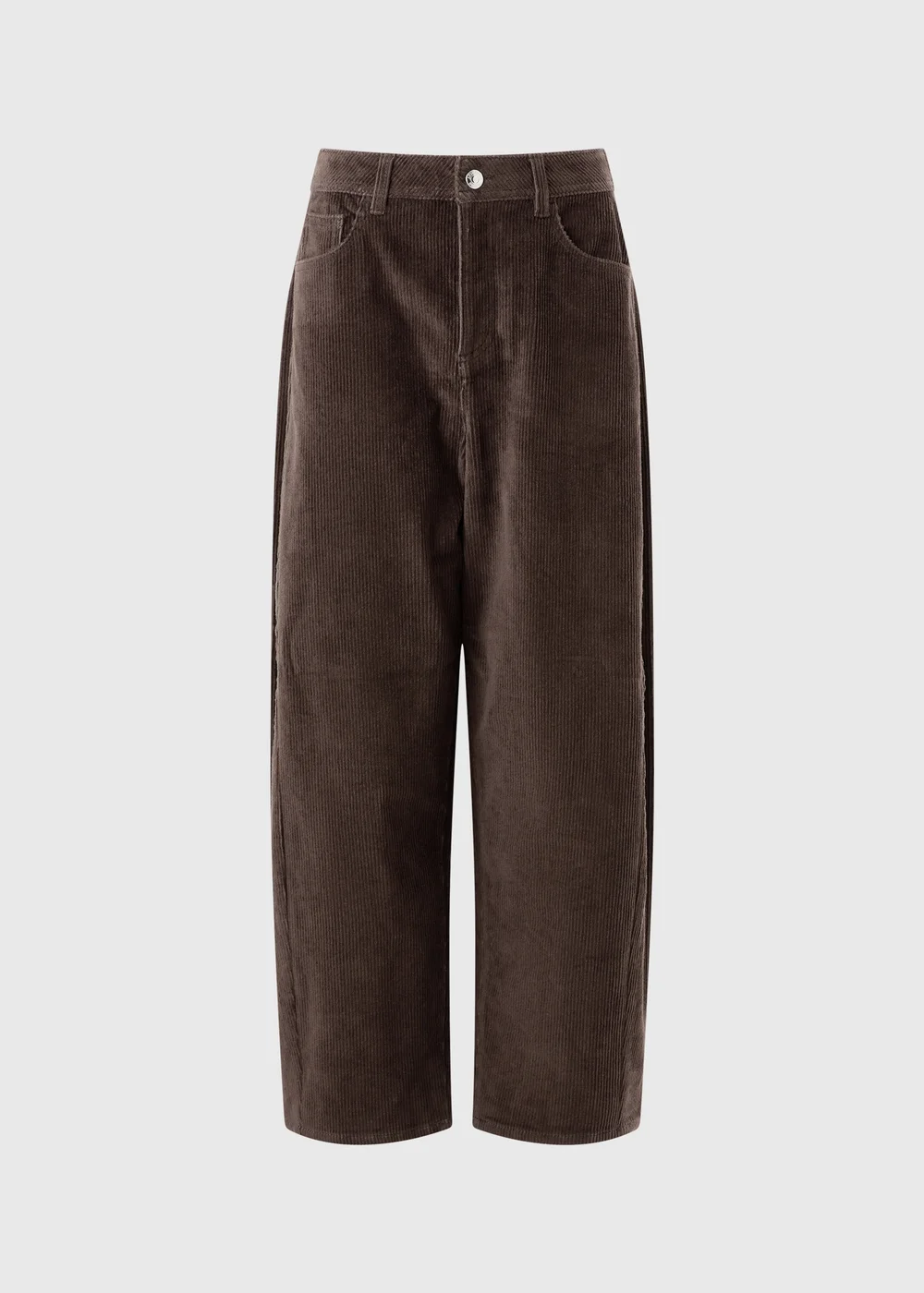 Chocolate Brown Cord Barrel Leg Trousers - 8/L29 Image 5