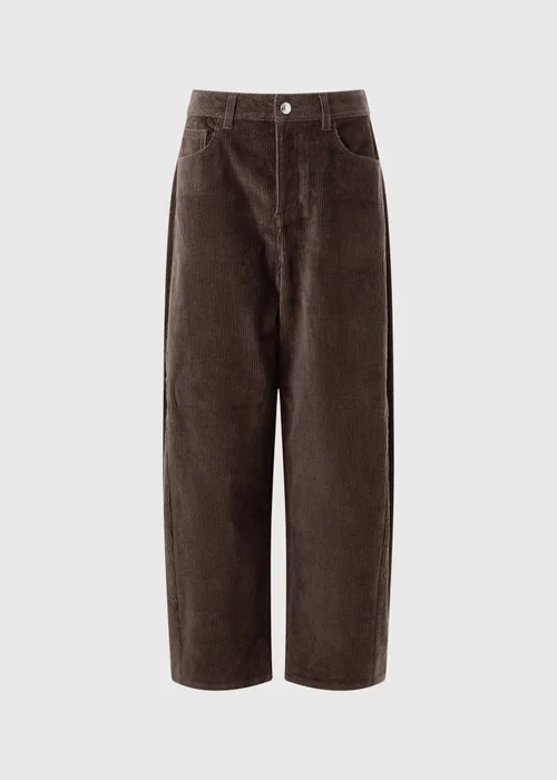 Chocolate Brown Cord Barrel Leg Trousers - 8/L29 Image 5
