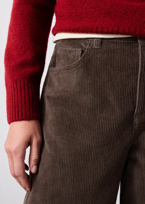 Chocolate Brown Cord Barrel Leg Trousers - 8/L29 Image 4