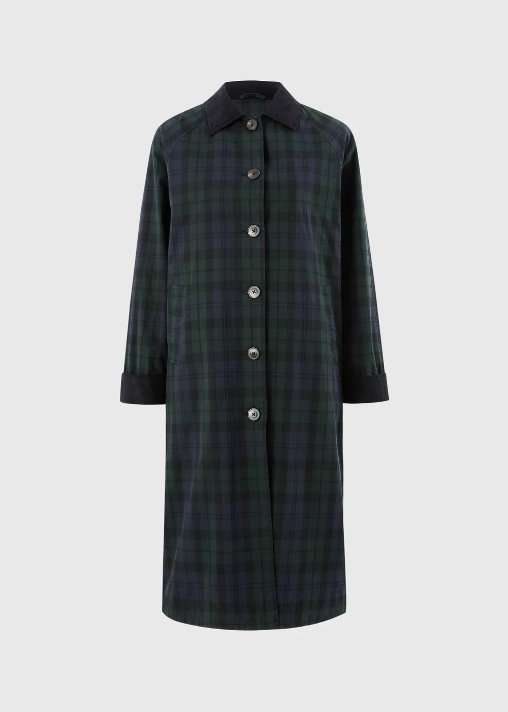 Green Check Wax Longline Barn Jacket - S Image 4