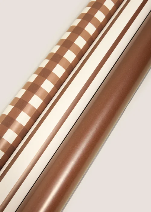 Brown Gingham Wrapping Paper Set Image 2