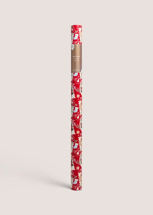 Red Santa Wrapping Paper 12 Metres Image 1