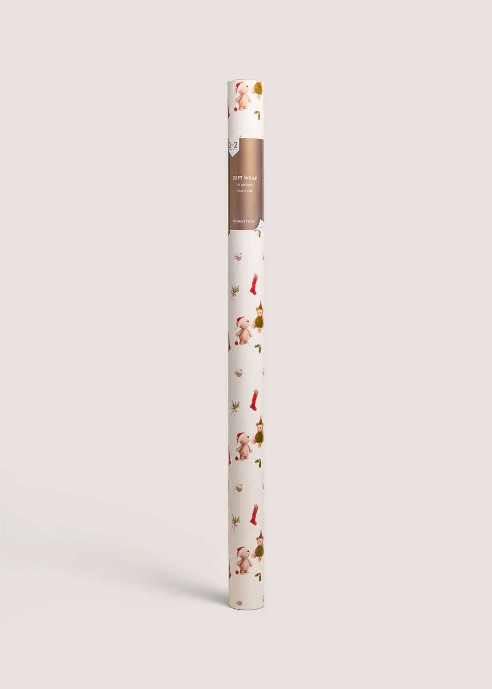 White Patch & Peg Bear Wrapping Paper 12 Metres Image 1