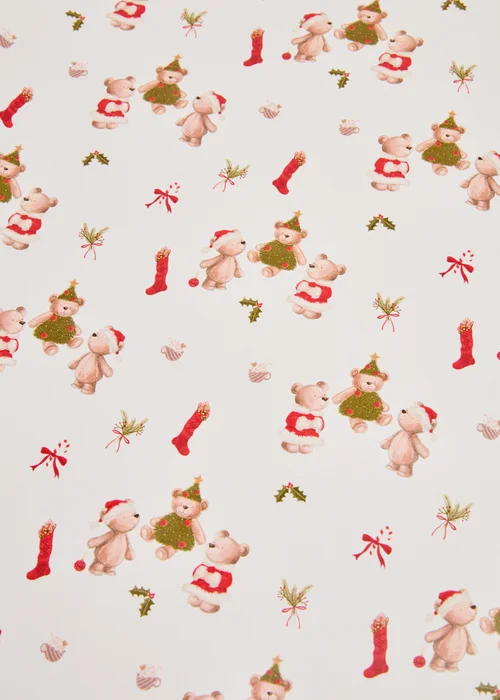 White Patch & Peg Bear Wrapping Paper 12 Metres Image 2