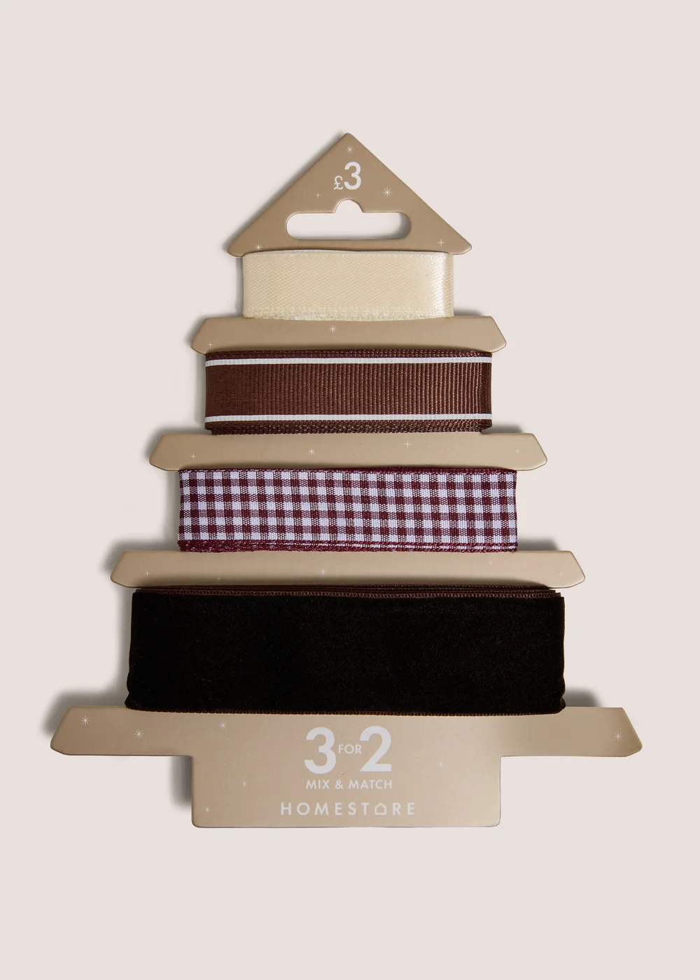 4 Pack Brown Gingham Ribbons Image 1