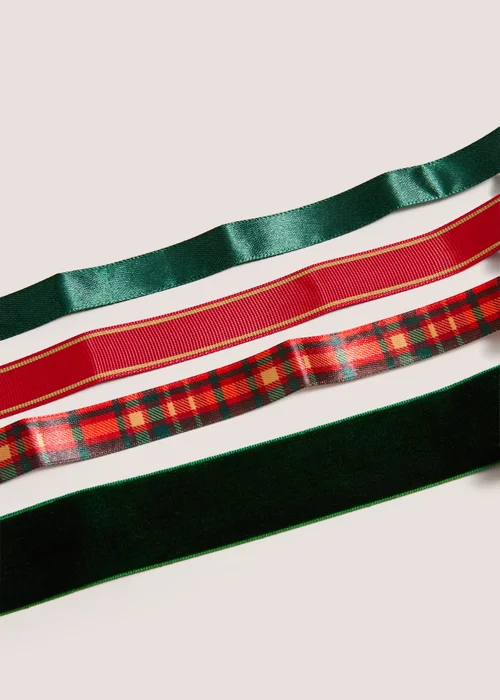 4 Pack Red Tartan Ribbons Image 2