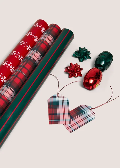Red Tartan Christmas Wrapping Set Image 2