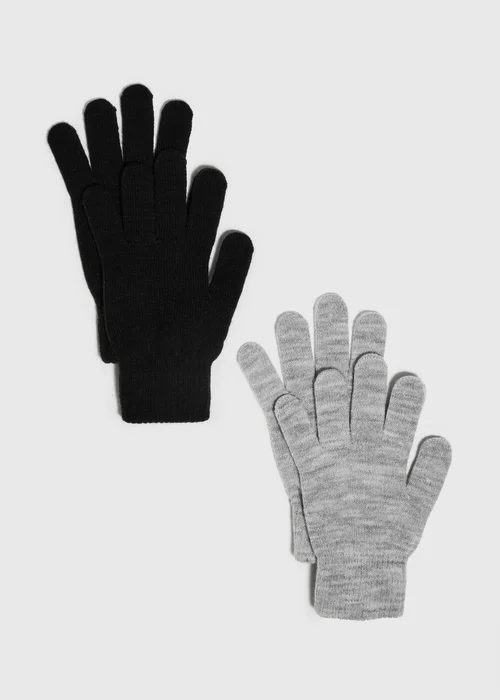 2 Pack Grey & Black Magic Gloves - One Size Image 1