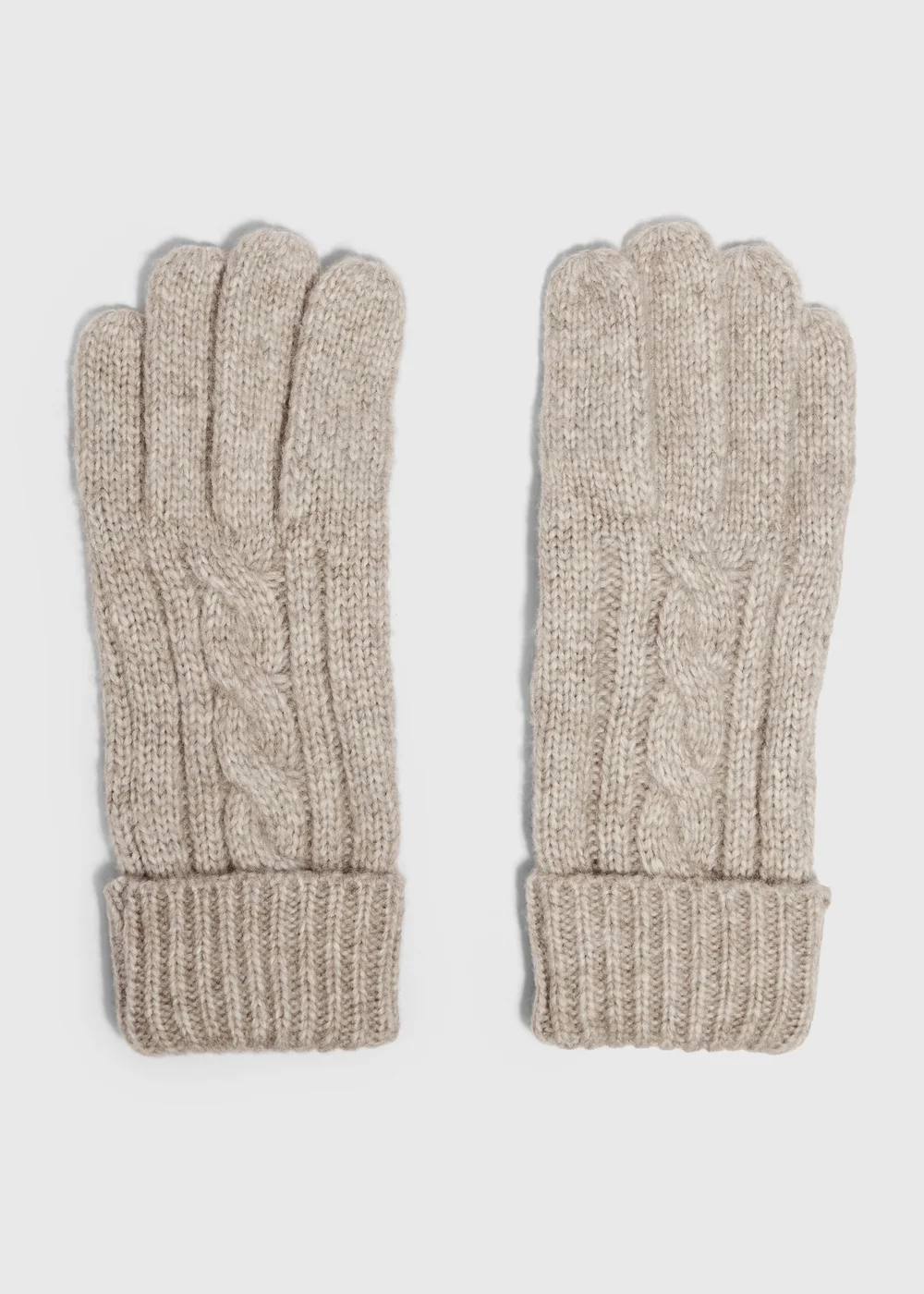 Oatmeal Cable Knit Gloves - One Size Image 1
