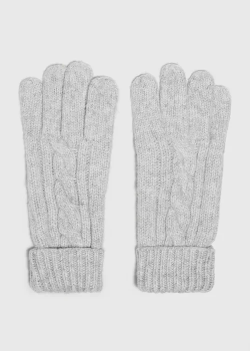 Grey Cable Knit Gloves - One Size Image 1