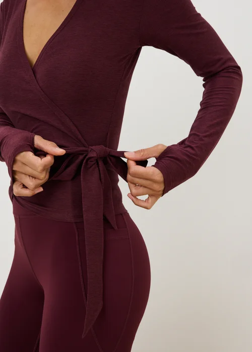 Souluxe Burgundy Wrap Gym Top - S Image 3