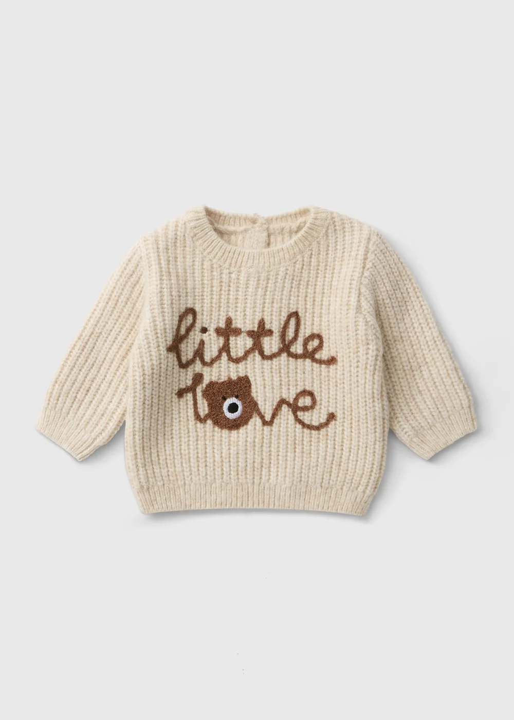Baby Cream Little Love Bear Knitted Jumper (0-23mths) - Up to 1 Month Image 1