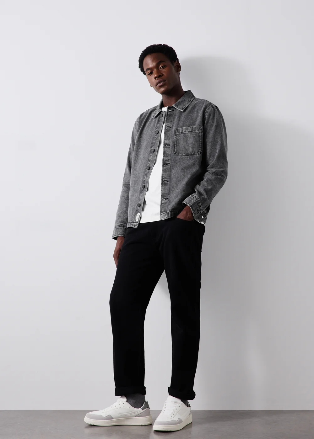 Charcoal Washed Denim Shacket - S Image 2