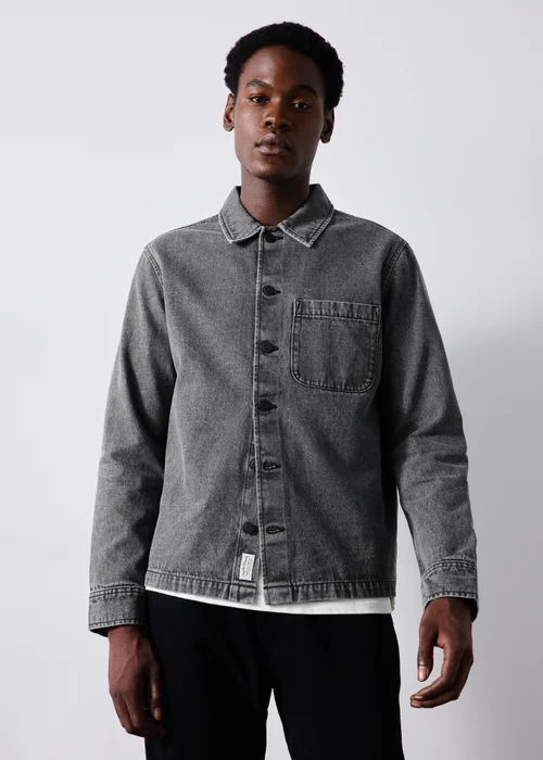 Charcoal Washed Denim Shacket - S Image 1