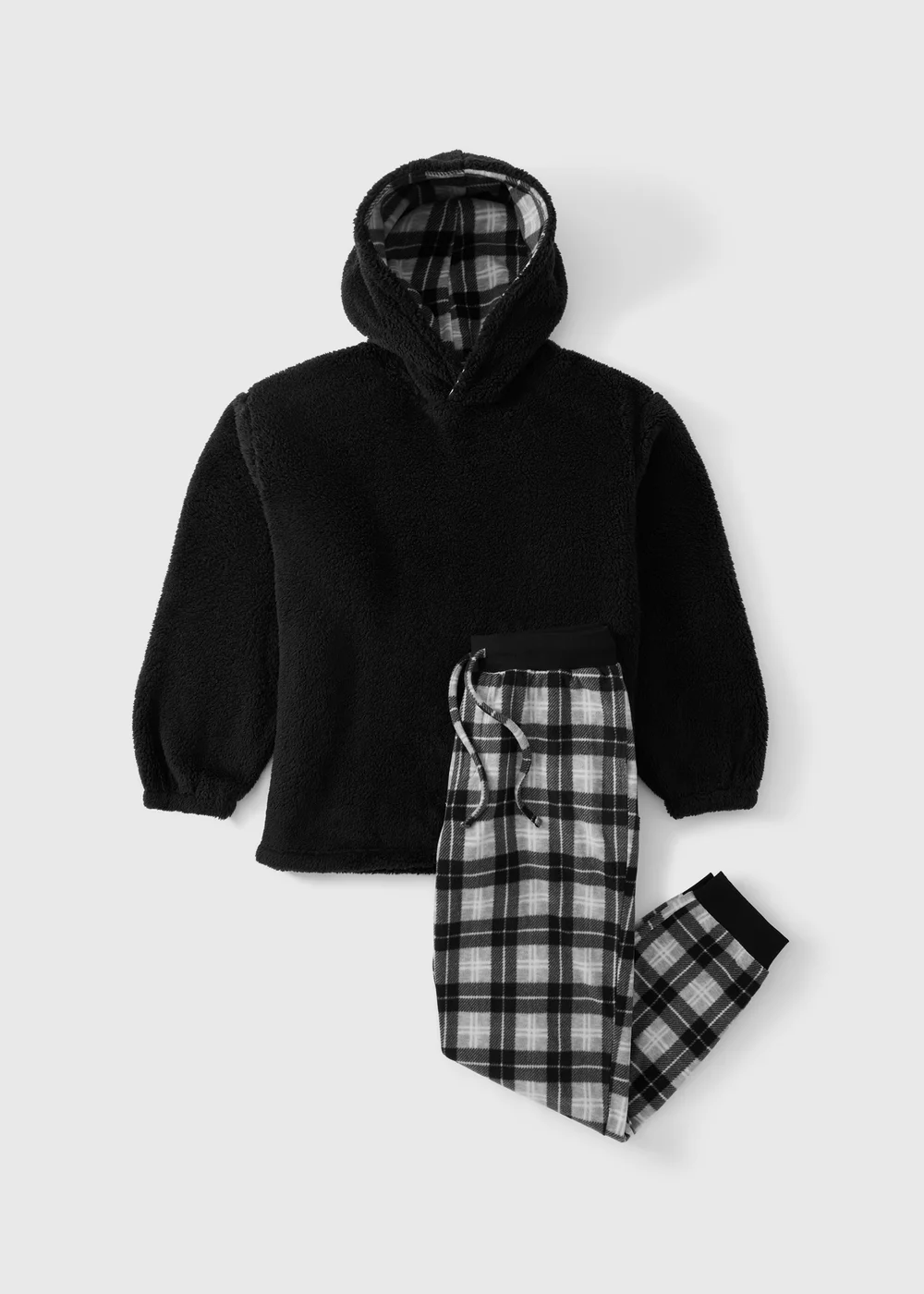 Black Check Fleece Pyjama Set - L Image 2