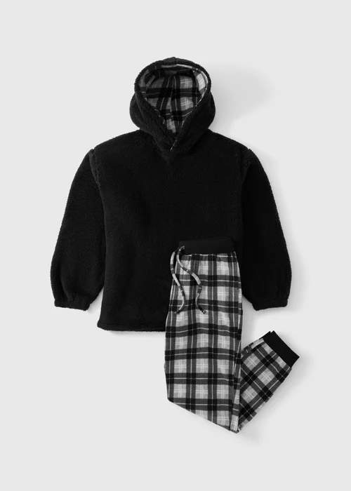 Black Check Fleece Pyjama Set - L Image 2