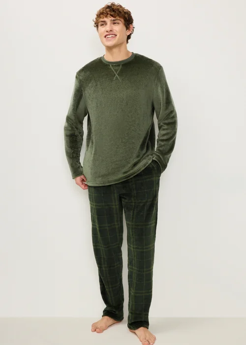 Khaki Fleece Pyjama Set - XS Image 1