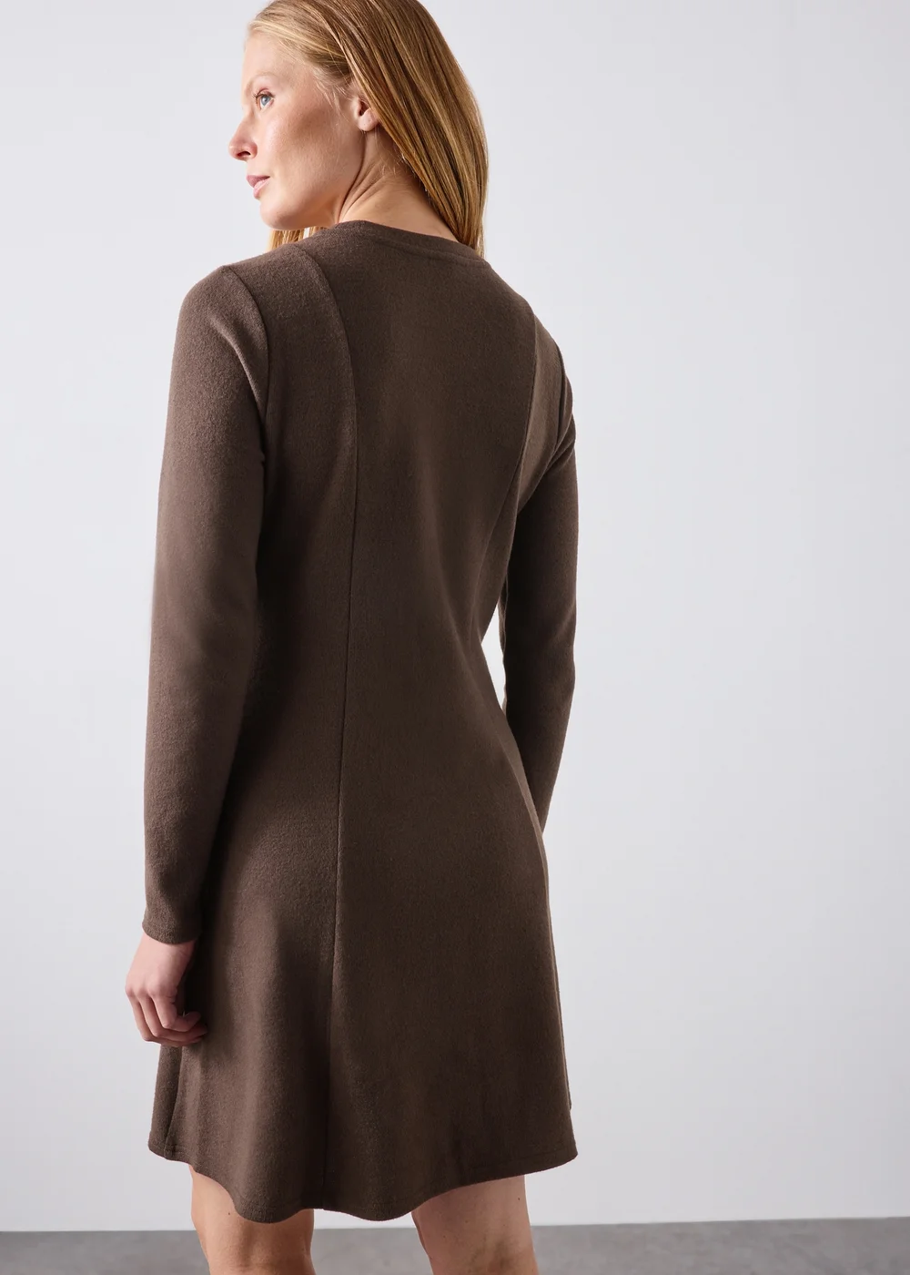 Chocolate Brown Skater Mini Dress - 8 Image 2