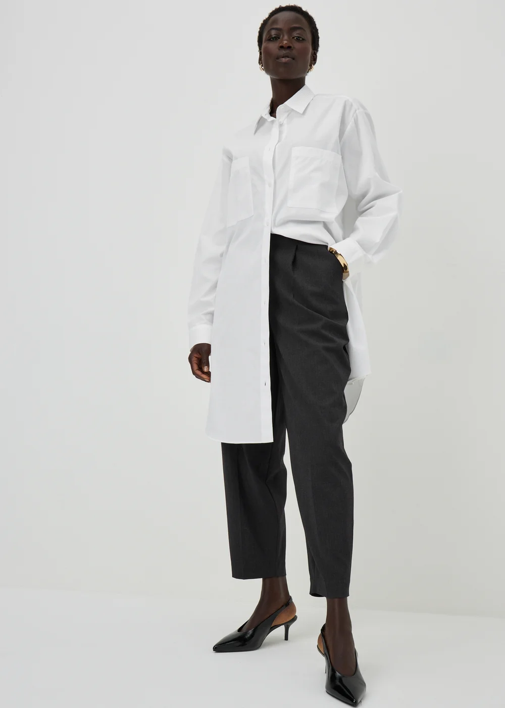Tall White Mini Shirt Dress - 8 Image 1