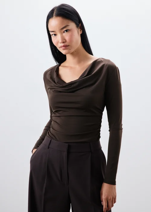 Chocolate Brown Cowl Neck Top - 8 Image 1