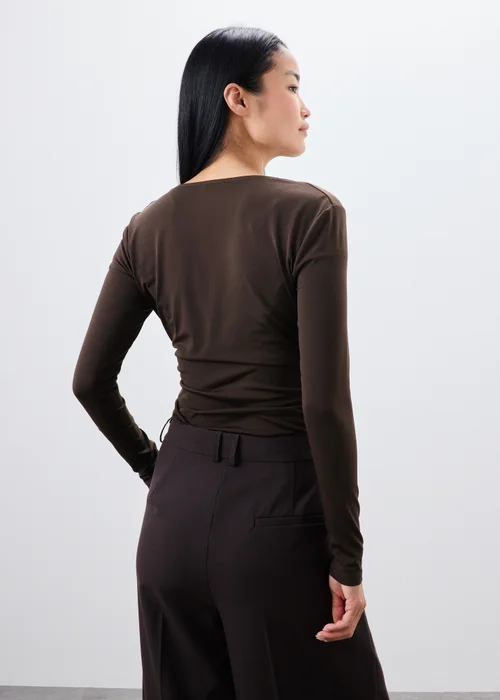 Chocolate Brown Cowl Neck Top - 8 Image 2