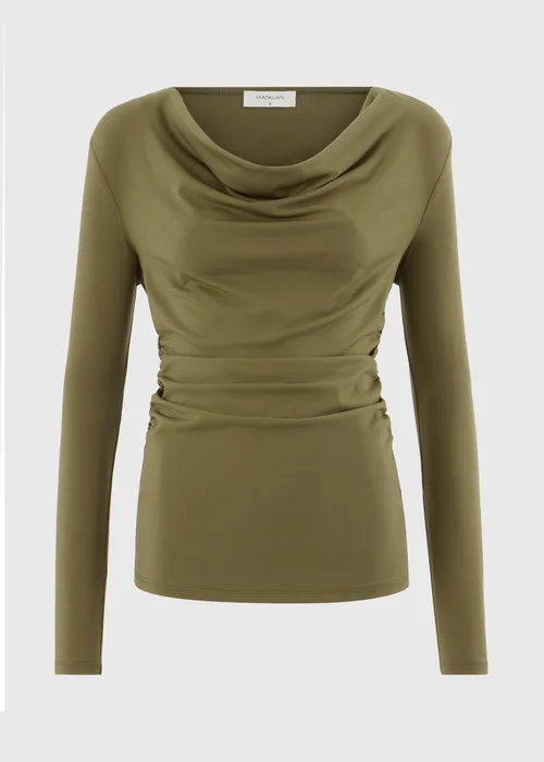 Dark Olive Cowl Neck Top - 8 Image 2