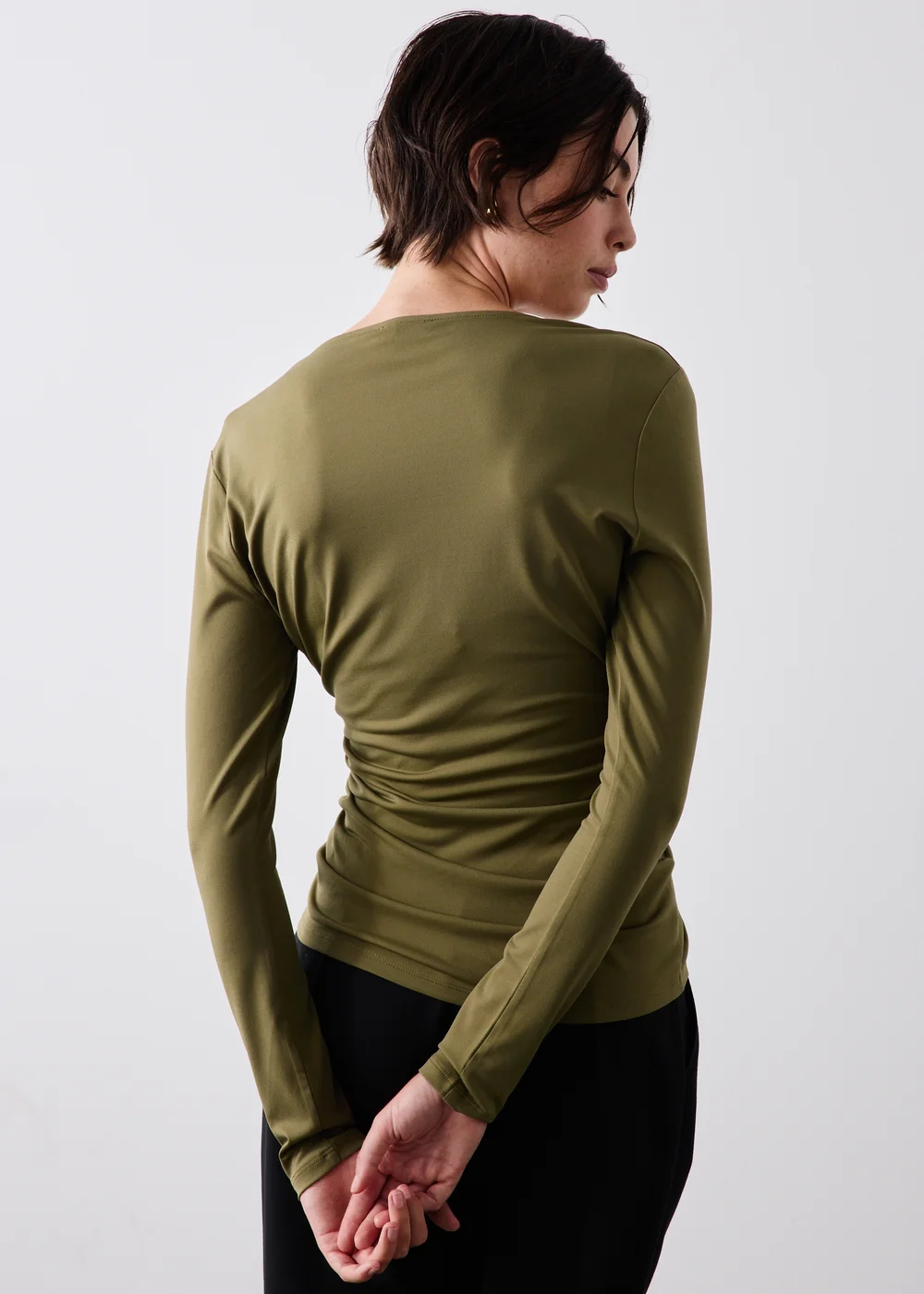 Dark Olive Cowl Neck Top - 8 Image 1