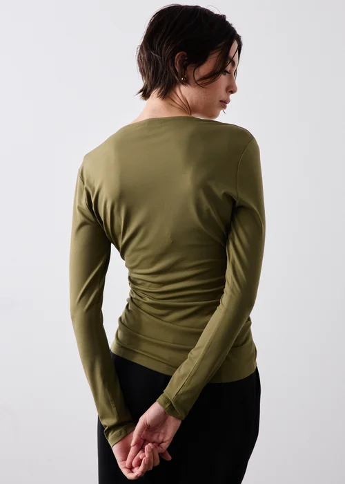Dark Olive Cowl Neck Top - 8 Image 1