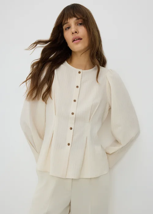 Cream Cinched Button Through Blouse - 8 Image 1