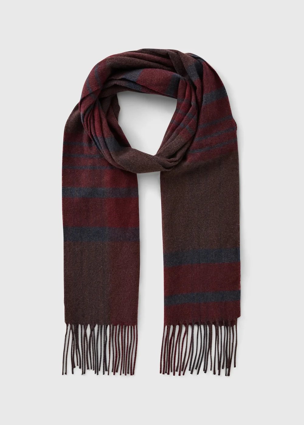 Burgundy Check Scarf - One Size Image 1