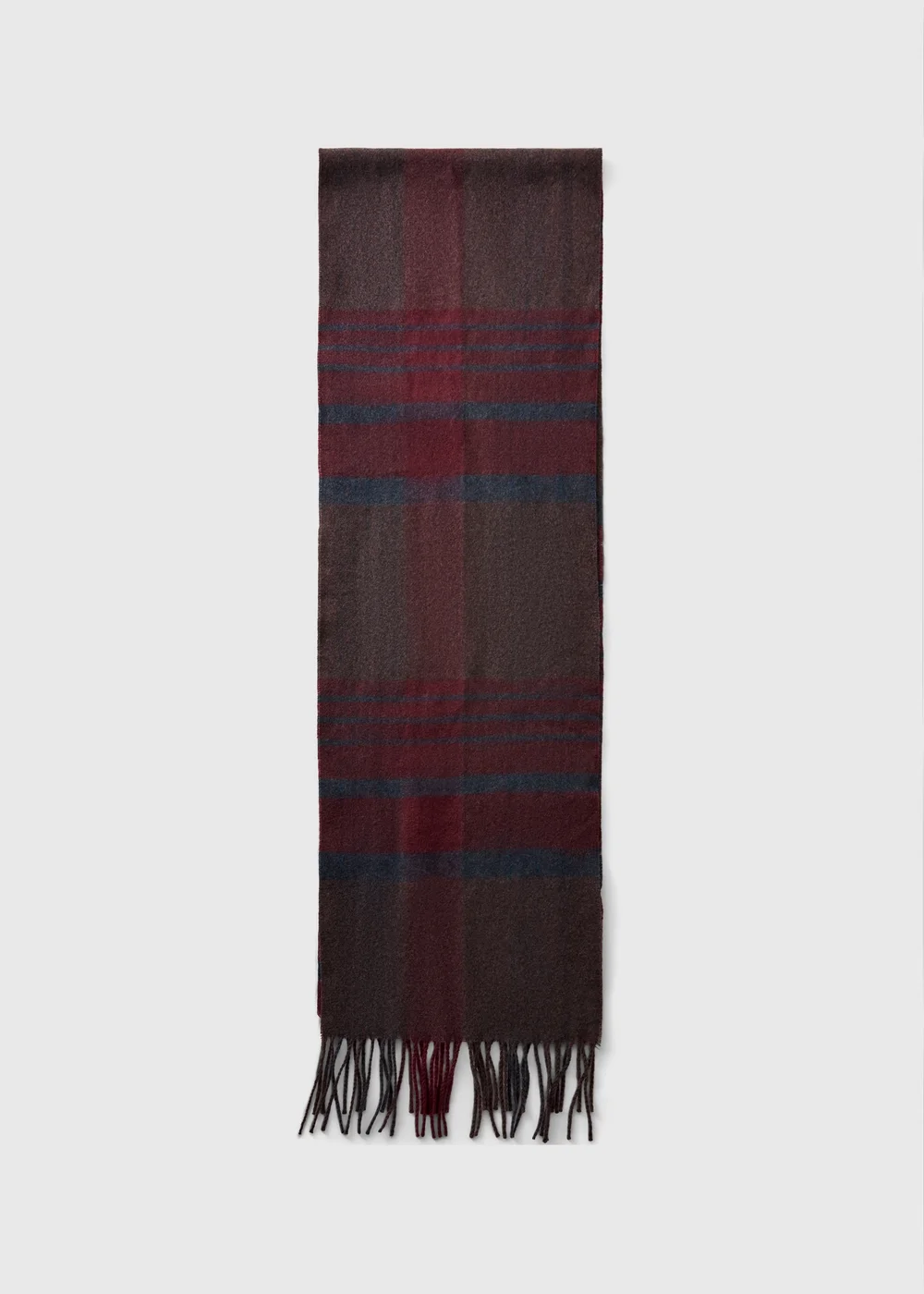 Burgundy Check Scarf - One Size Image 2