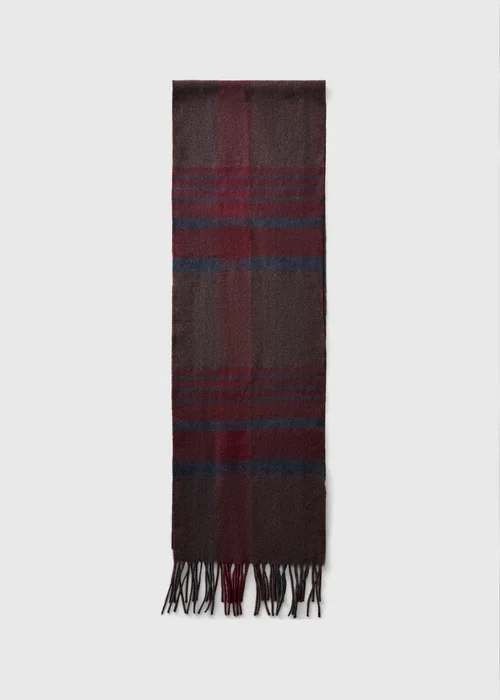 Burgundy Check Scarf - One Size Image 2