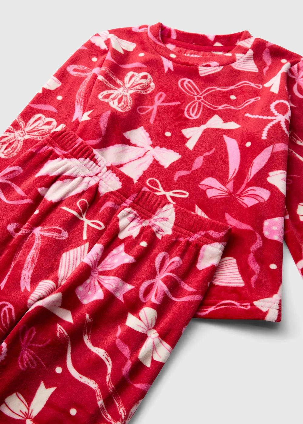 Girls Red Fleece Bot Christmas Pyjamas (1-13yrs) - 1-1.5 Yrs Image 2