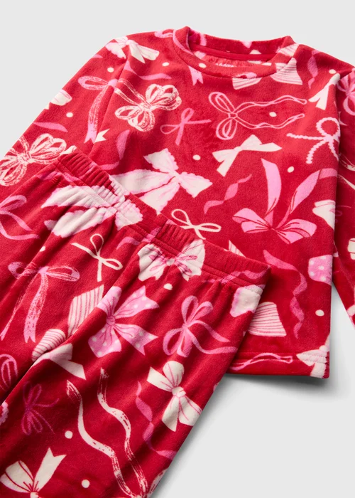 Girls Red Fleece Bot Christmas Pyjamas (1-13yrs) - 1-1.5 Yrs Image 2