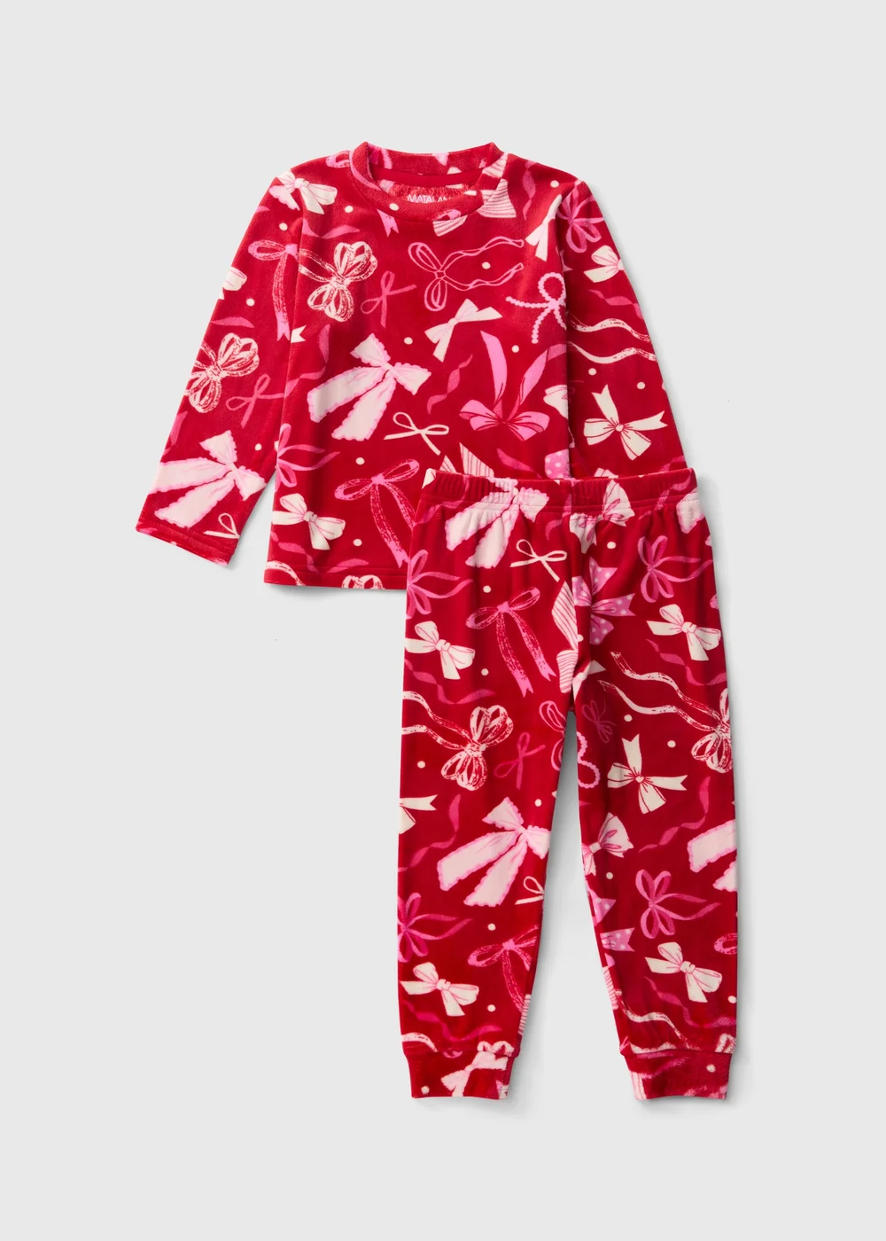 Girls Red Fleece Bot Christmas Pyjamas (1-13yrs) - 1-1.5 Yrs Image 1